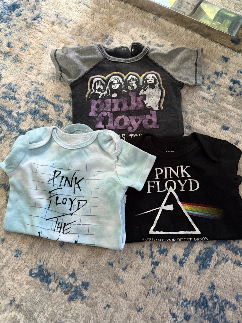 Pink Floyd Baby Graphic Onesie - Black, Gray & Light Blue 12M